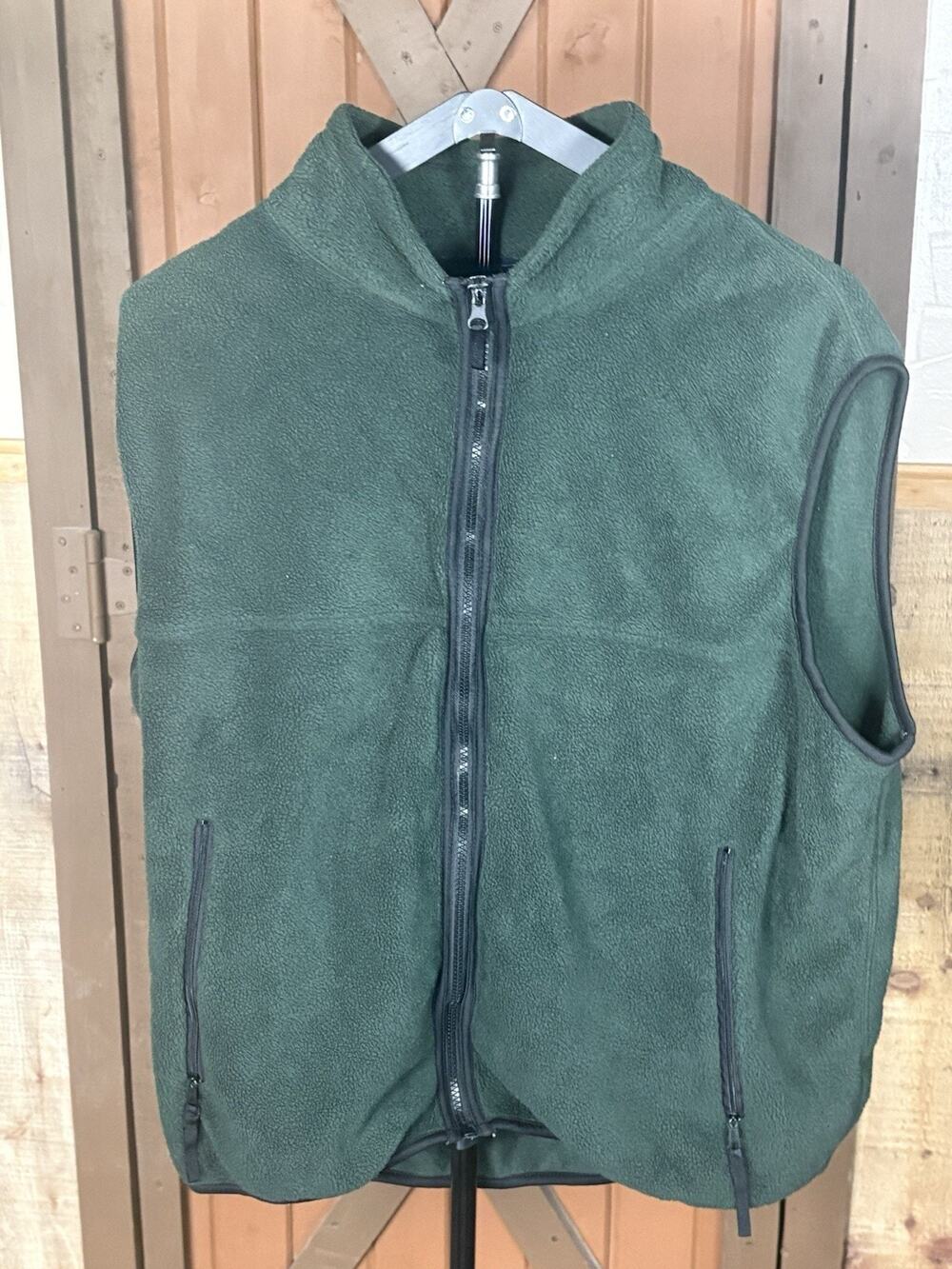 Basic Editions Men's Green Full Zip Vest w/ Pockets Stand-Up Collar Size L